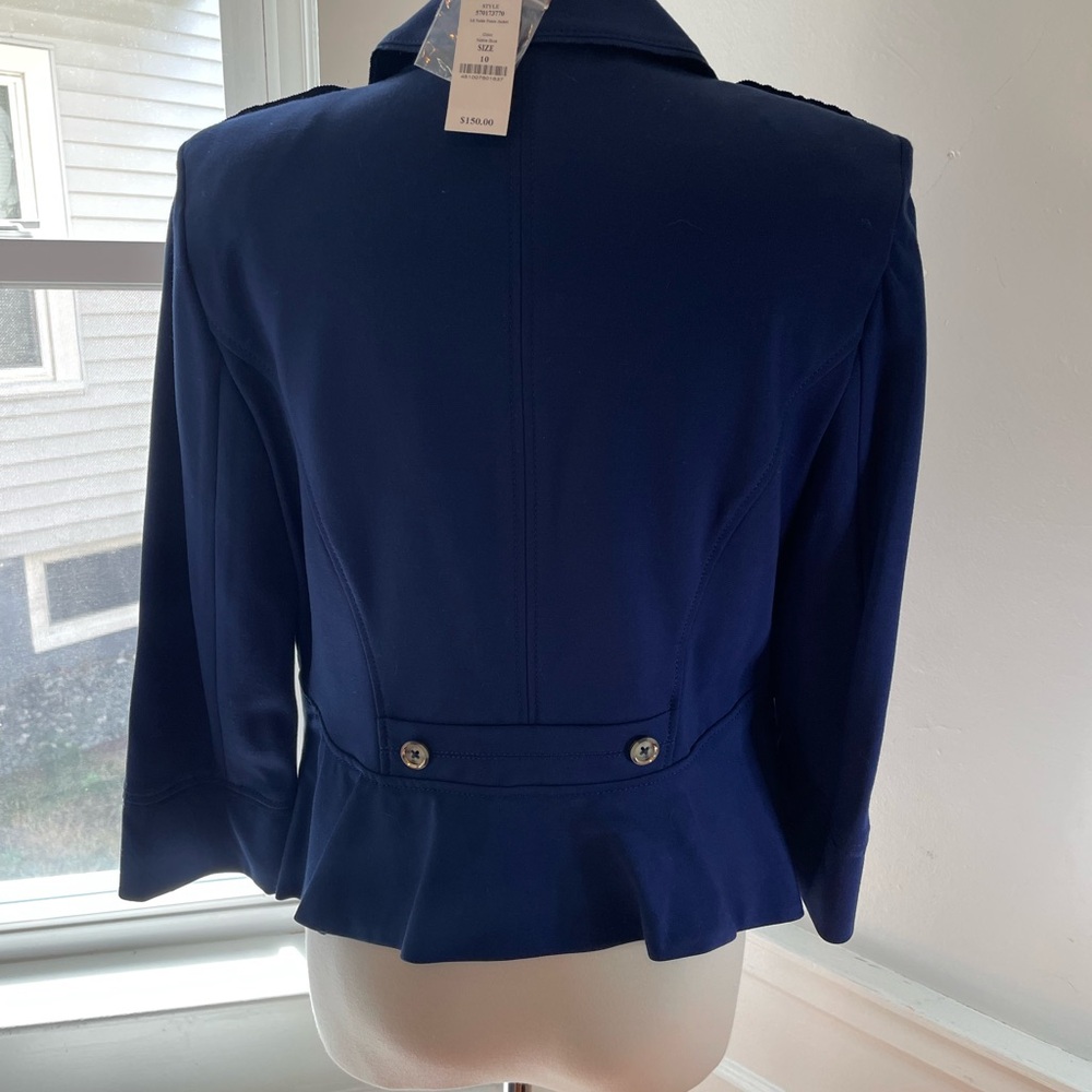 White House Black Market LS Noble Ponte Jacket, Navy Blue Size 10 - Picture 2 of 3